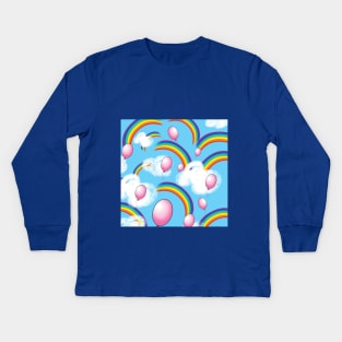 rainbow, balls and clouds Kids Long Sleeve T-Shirt